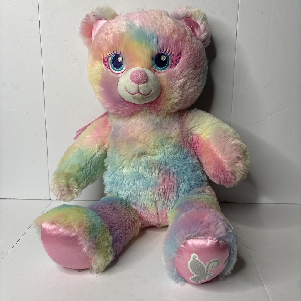 Build A Bear Fairy Friends 19" Plush Stuffed Animal Bear Pastel Tie Dye W/ Wings
